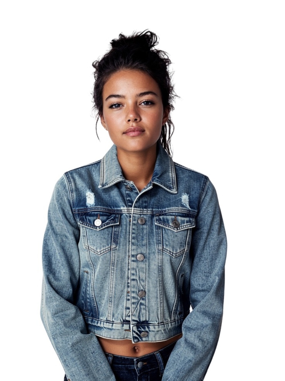 Aeropostale Classic Cropped Light Wash Denim Jacket